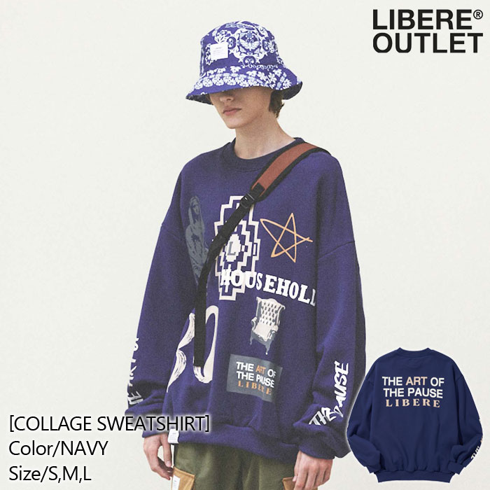 LIBERE リベーレ カレッジ スウェット シャツ スエット トレーナー プルオーバー 長袖 紺 ネイビー[COLLAGE SWEATSHIRT/NAVY]公式アウトレット