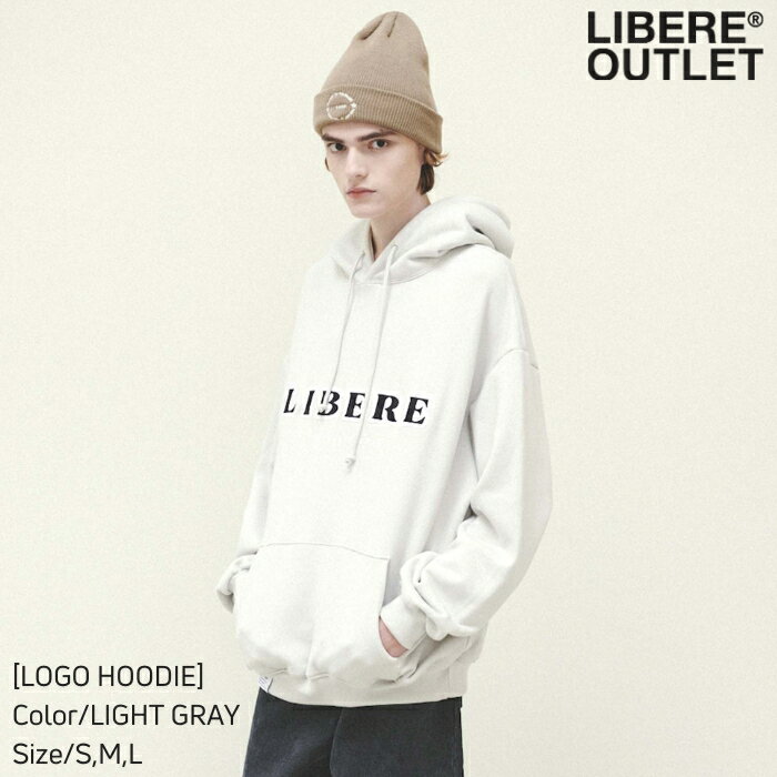 60%OFF★P5倍★LIBERE リベーレ ロゴ フーディー パーカー プルオーバー 長袖 灰色 ライトグレー[LOGO HOODIE/LIGHT GRAY]公式アウトレット