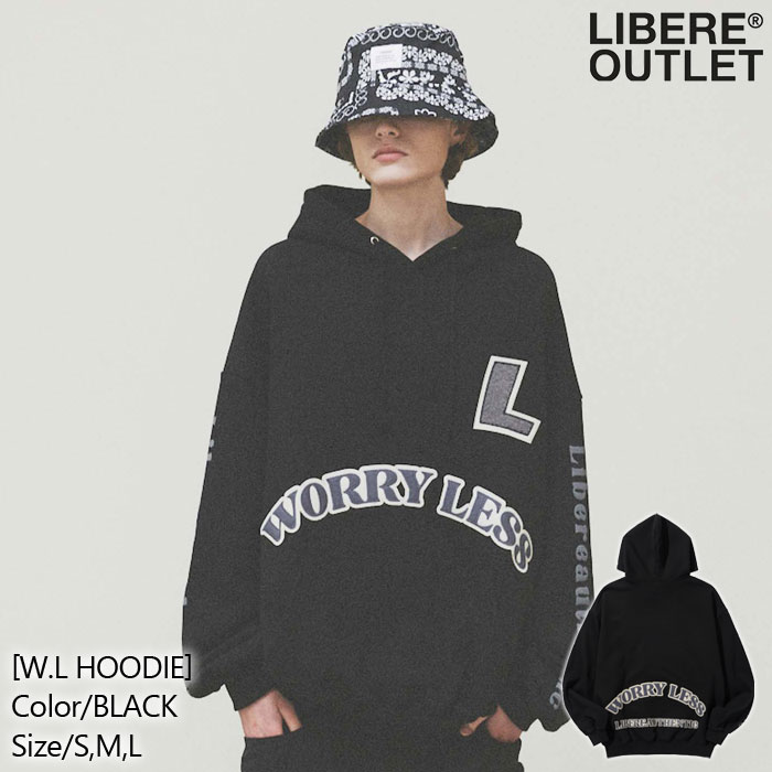60%OFF★P5倍★LIBERE リベーレ フーディー パーカー プルオーバー 長袖 黒 ブラック[W.L HOODIE/BLACK]公式アウトレット