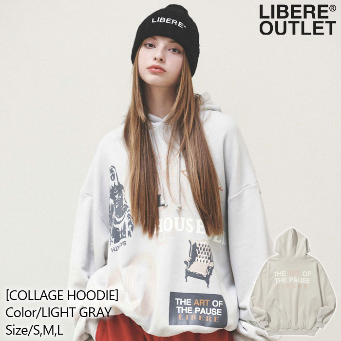 LIBERE リベーレ カレッジ フーディー パーカー プルオーバー 長袖 灰色 ライトグレー公式アウトレット