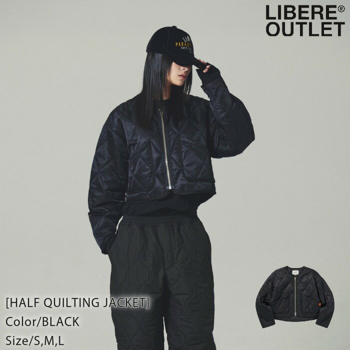 60%OFF★P5倍★LIBERE リベーレ ハーフ キルティング ジャケット アウター 上着 黒 ブラック公式アウトレット