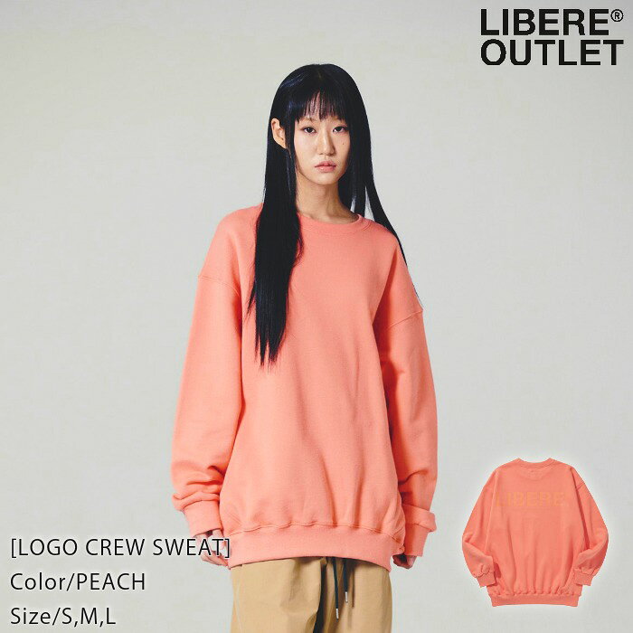 LIBERE リベーレ ロゴ クルーネック スウェット スエット トレーナー プルオーバー 長袖 桃色 ピーチ[LOGO CREW SWEAT/PEACH]公式アウトレット
