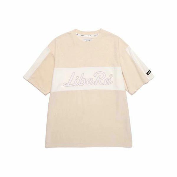 LIBERE リベーレ テリー Tシャツ 半袖 クリーム色 ベージュ 綿100％ タオル地 刺繍 アップリケ [TERRY T-SHIRT/BEIGE] 公式アウトレット