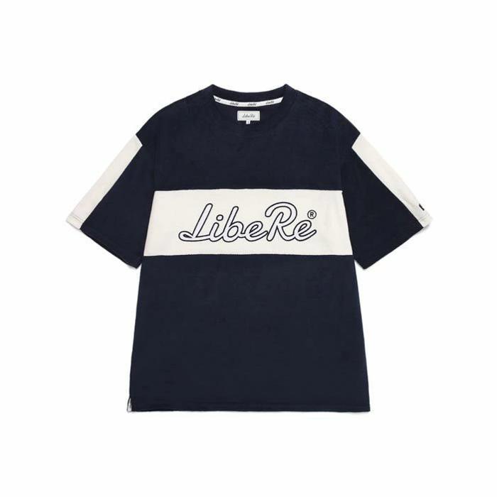 LIBERE リベーレ テリー Tシャツ 半袖 紺色 ネイビー 綿100％ タオル地 刺繍 アップリケ [TERRY T-SHIRT/NAVY] 公式アウトレット