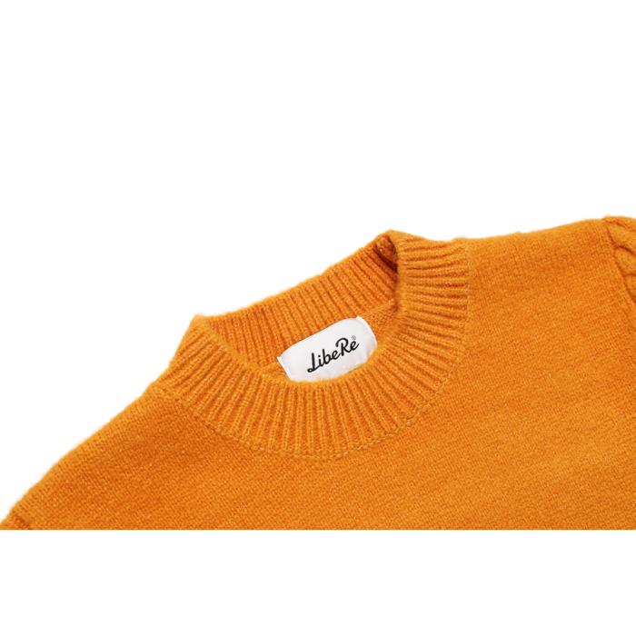 LIBERE OUTLETのLIBERE リベーレ ケーブル ニット セーター プルオーバー 長袖 防寒 ウール アクリル 無地 ワンポイント BROWN 茶色 ブラウン ラクダ色 キャメル 濃いオレンジ[2L CABLE KNIT/CAMEL]公式アウトレット｜アングル3