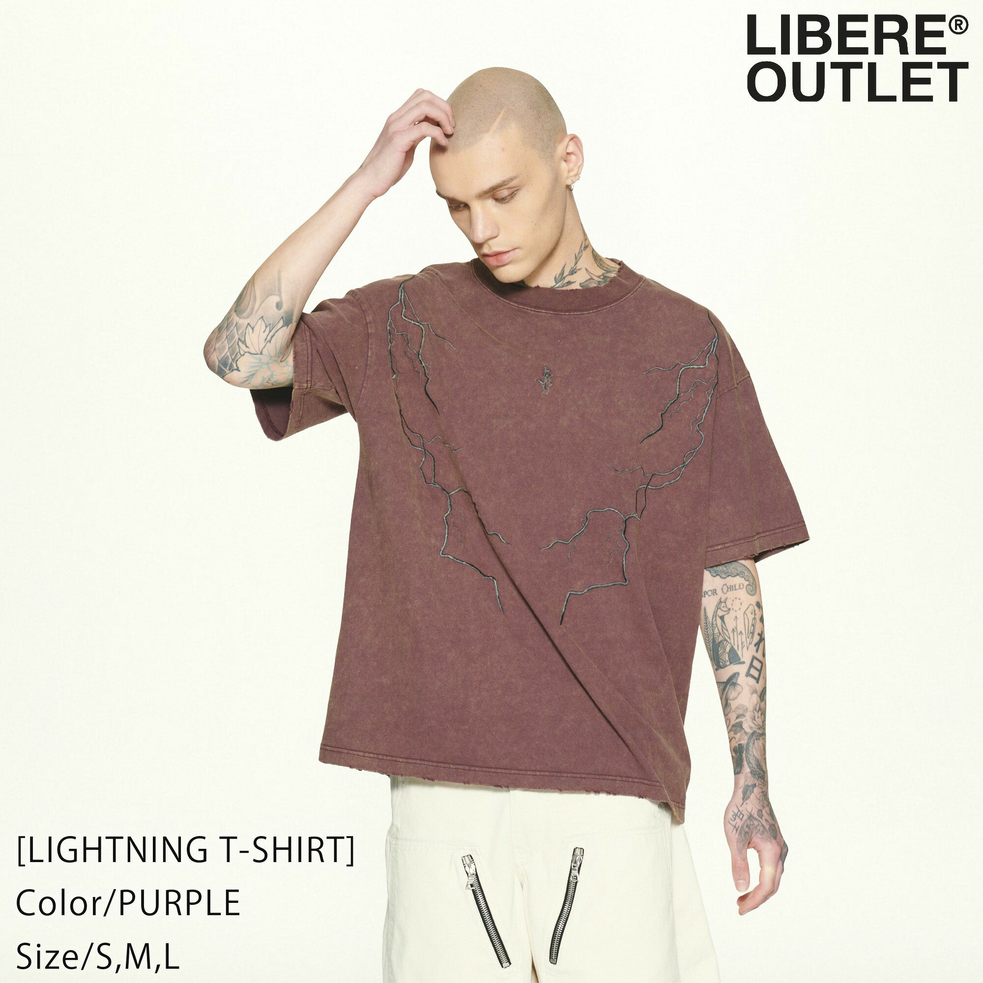 LIBERE リベーレ ライトニング Tシャツ ティーシャツ TEE 半袖 紫 パープル[LIGHTNING T-SHIRT / PURPLE]公式アウトレット