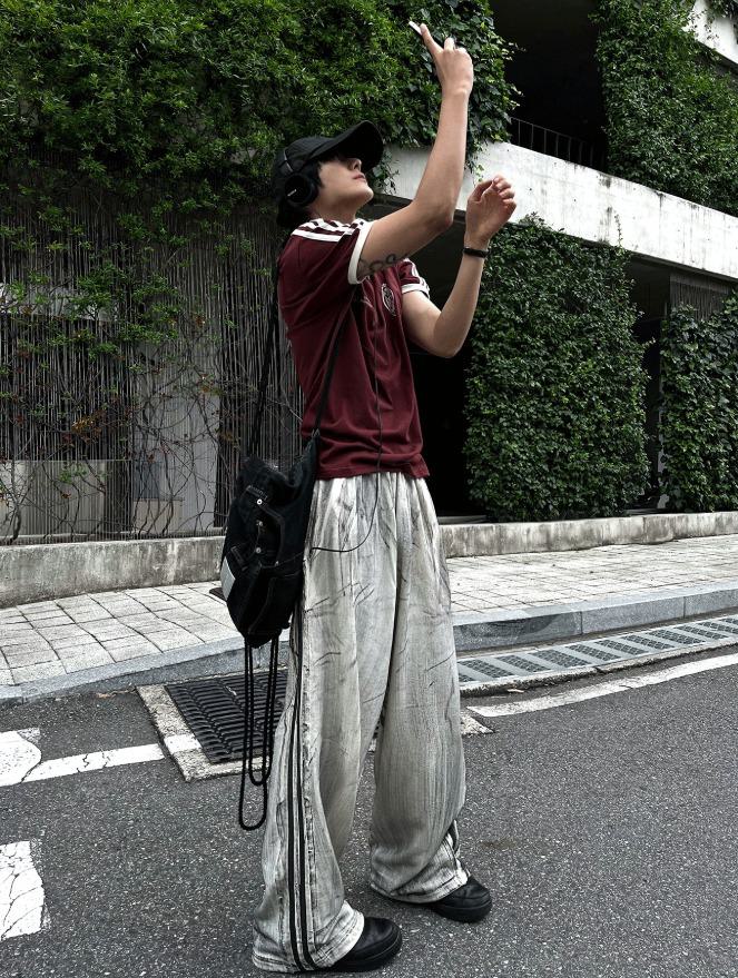 [COSYHARU]mud track wide pants