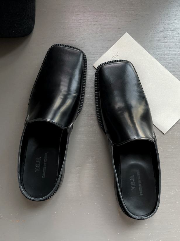 Rakuten - [COSYHARU] Liner Black Leather Mule