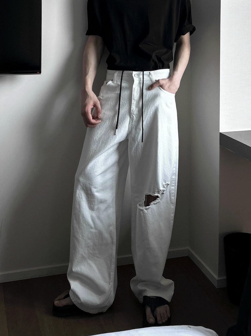 [COSYHARU公式]Vintage Damage White Pants