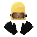 ミニオン コスプレ 子供 大人 ミニオンズ 風 ハロウィン 帽子 黄色 ゴーグル 手袋 衣装 セット myuse (1人用)