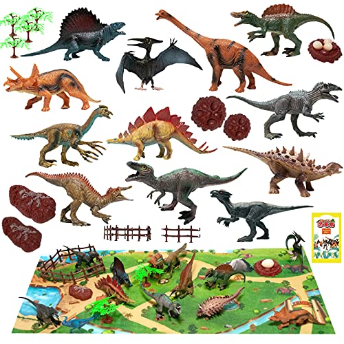 恐竜 おもちゃ フィギュア リアル 模型 恐竜フィギュア 誕生日プレゼント 47点 セット 図鑑 化石 T-rex Stegosaurus ほか myuse