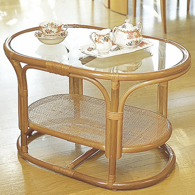 籐 テーブル T-35 幅75×奥行48×高さ46cm ラタン リビング 収納 強化ガラス 代引き・ギフト包装不可