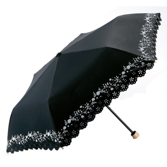晴雨兼用 軽量UVカット遮熱遮光折畳傘 6本骨 UVカット99.9％ 遮光率99.9％ 遮熱 撥水 ブラック