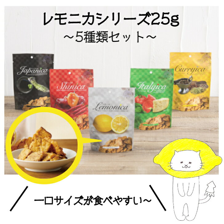 楽天リベルテ本帆楽天スーパーSALE　割引商品　30％OFF　3割引き　レモニカシリーズ25g・5種セット　イカフライ　おつまみ　広島お土産　広島名物　イカ天　いか天 　レモニカシリーズ　いかフライ　おやつ　お菓子　駄菓子　乾き物　お土産　女子会　宅飲み　家飲み　お酒　お取り寄せグルメ