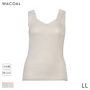 15%OFF ワコール コットン オーガニックコットン100%ゆったりタイプ ニットトップ せまめUネック ノースリーブ(LL)CLB639【メール便10】