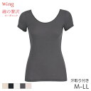 【7/16 08:59まで22%OFF】ウイング 綿の贅沢 オーガニック ニットトップ 2分袖 Uネック(M L LL)EL1256【メール便10】