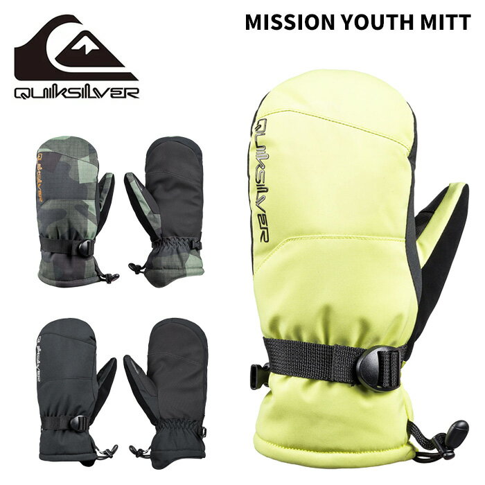 MISSION YOUTH MITT Colors: GEL0, GLW3, KVJ0 Sizes: S, M, L 10,000mm耐水機能を備えたミトンはグローブ内部が冷えにくく、寒がりなキッズにおすすめです。手首に付いたリストベルトは雪の侵入を防ぎ、片手でフィット調節が可能です。 表地:100%リサイクルポリエステル (SOLID)、リサイクル素材混紡 100%ポリエステル (PRINT) PFC FREE DWR加工 撥水PUレザーパーム 裏地:マイクロフリース インサレーション:Quiksilver WarmFlight&reg; Eco [170g] 機能:DryFlight&reg;防水インサート ロングフィット リストアジャスター 片手で調節可能なカフスアジャスター 親指に鼻・ゴーグル拭きパネル リーシュコード ※ご注意※ ・製造過程で細かいキズがつくことがあります。ご了承ください。 ・実店舗と在庫を共有しているため、タイミングによって完売となる場合がございます。 ・モニターの発色によって色が異なって見える場合がございます。