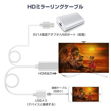 HDMI変換ケーブル Lightning/microUSB接続 1080P HDTVケーブルアダプターコネクタ iPhone/iPad/iPod/Androidなど一部スマホ 対応 ◇FAM-OT-7562【メール便】