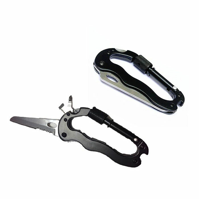 カラビナ 携帯 マルチツール ナイフ 栓抜き ドライバー 多機能 小型 携帯性 耐久性 抜群 アウトドア キャンプ ビジネス 1000円ポッキリ◇FAM-TOOL-5IN1【メール便】