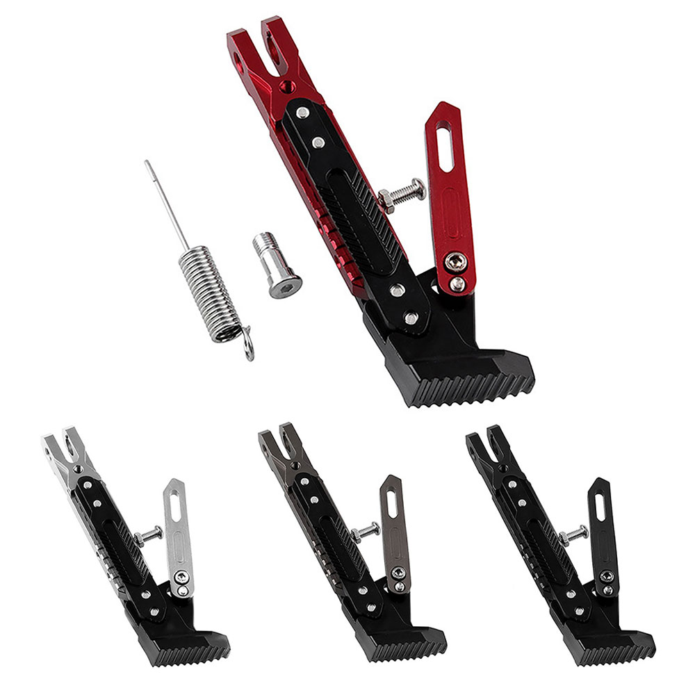 オートバイ バイク用 サイドスタンド フット キックスタンド 6段階 高さ調整可能 アルミ合金製 長さ約19cm～25cm ドレスアップ ◇FAM-MB-OT009【メール便】