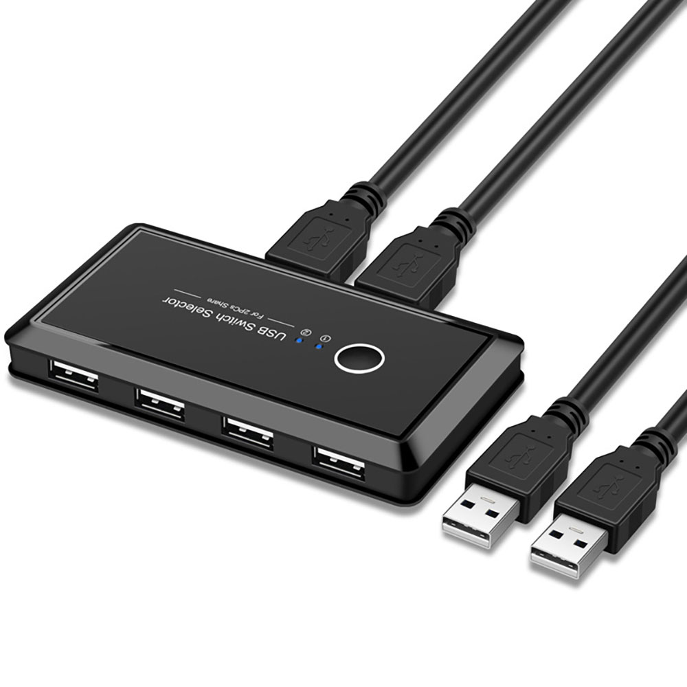 USB切替器 USB2.0対応 PC2台用 USB機器4つ 共有 USB4ポート プリンター マウス キーボード などを切替 手動切替器 切り替え機 FAM-HUB-T06【メール便】