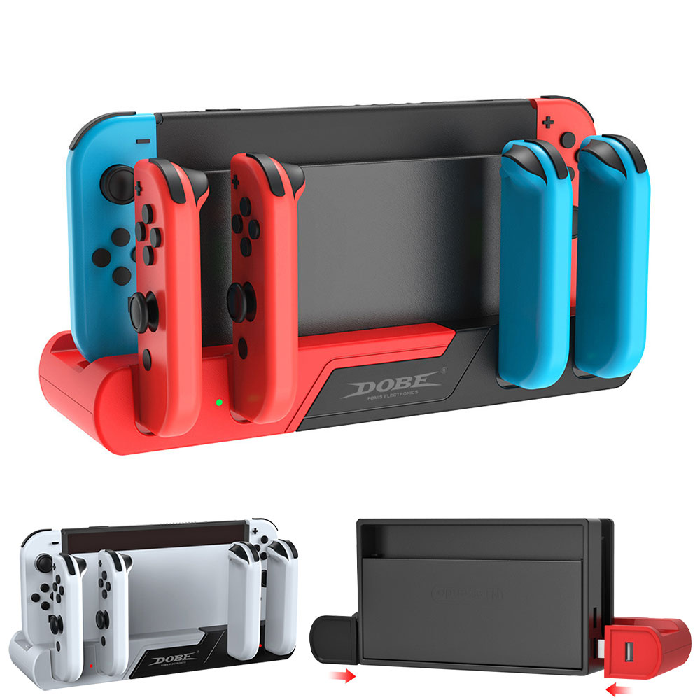 Nintendo Switch チャージングドック Joy-Con 4台同時 充電スタンド 左 右 ハンドル 充電 ホルダー 収納 一体型 ニンテンドースイッチ ジョイコン コントローラー ◇FAM-TNS-0122【メール便】