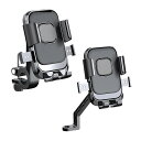 バイク 自転車用 スマートフォンホルダー 横幅9.7cmまで スマホ ホルダー ハンドルバー装着 ミラー装着 片手 開閉 横置き 縦置き 両対応 ◇FAM-XY-088【メール便】