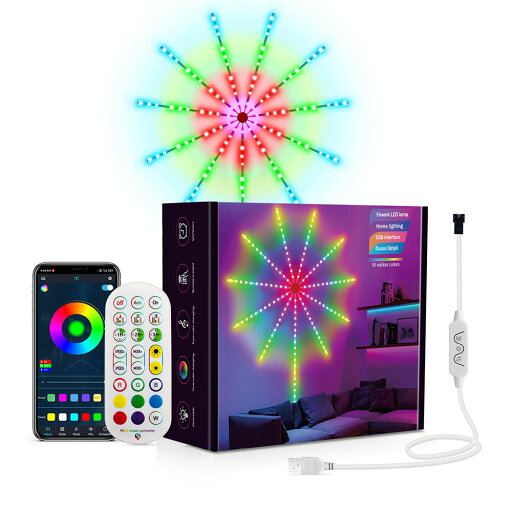 94灯 RGBIC花火ライト LEDライト 花火 イルミネーション リモコン付属 アプリ連動 間接照明 パーティライト 音楽との連動 USB給電 ◇FAM-SKS-JZ-02-94【メール便】 94灯 RGBIC花火ライト LEDライト 花火 イルミネーション リモコン付属 アプリ連動 間接照明 パーティライト 音楽との連動 USB給電 ◇FAM-SKS-JZ-02-94【メール便】