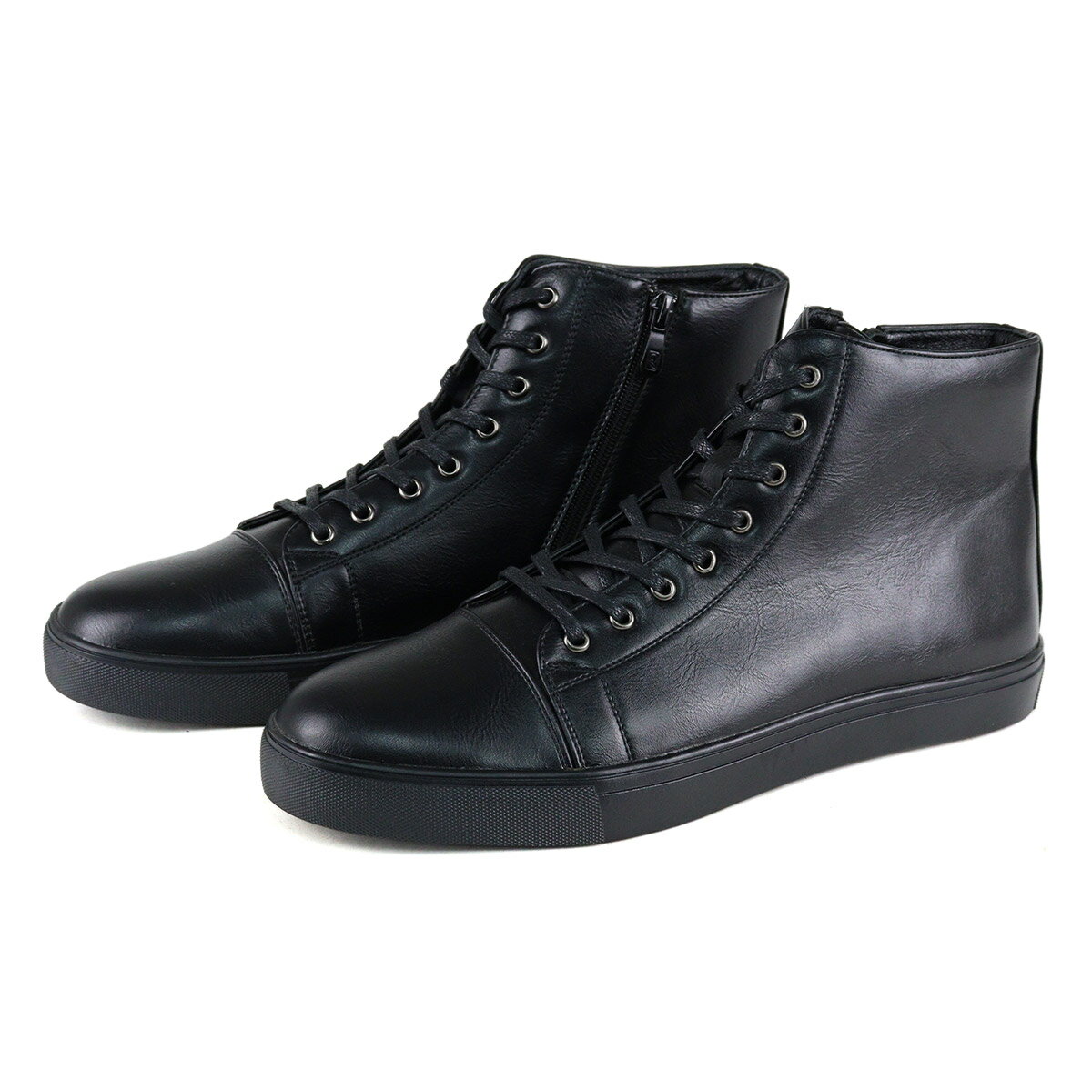 楽天市場】スニーカー ハイカット ジップ 黒の通販