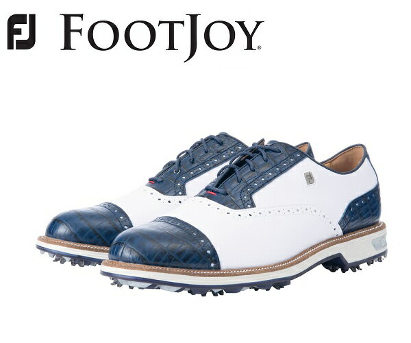 フットジョイ ゴルフ メンズ シューズDRYJOYS PREMIERE TARLOW LACEドライジョイズ プレミア ターロウ レースカラー：ホワイト/ネイビー(53929)素材:防水人工皮革ウィズ:W送料無料