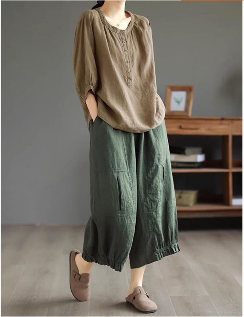 パンツ ワイドパンツ レディース パンツ ロングパンツ 綿麻 ワイド ガウチョパンツ...