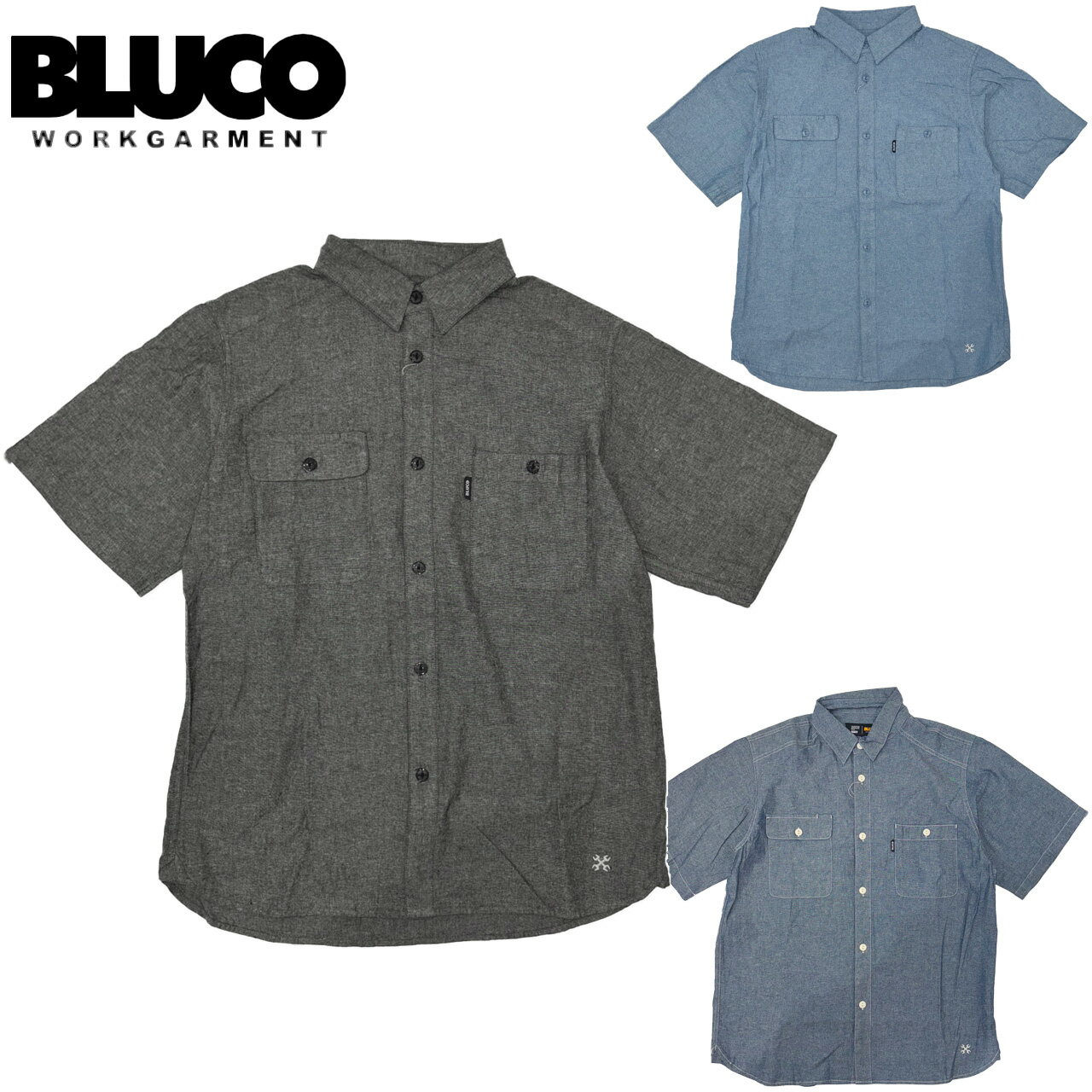 Rakuten - BLUCO ブルコ CHAMBRAY WORK SHIRT S/S シャンブレー ワークシャツ 半袖 153-21-005