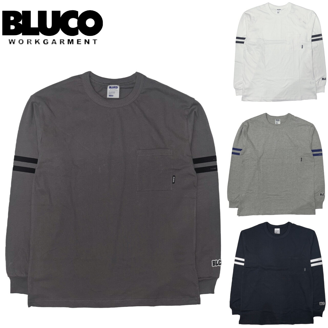 Rakuten - BLUCO ブルコ ドライコットン ポケットTシャツ L/S -Line- 161-12-025