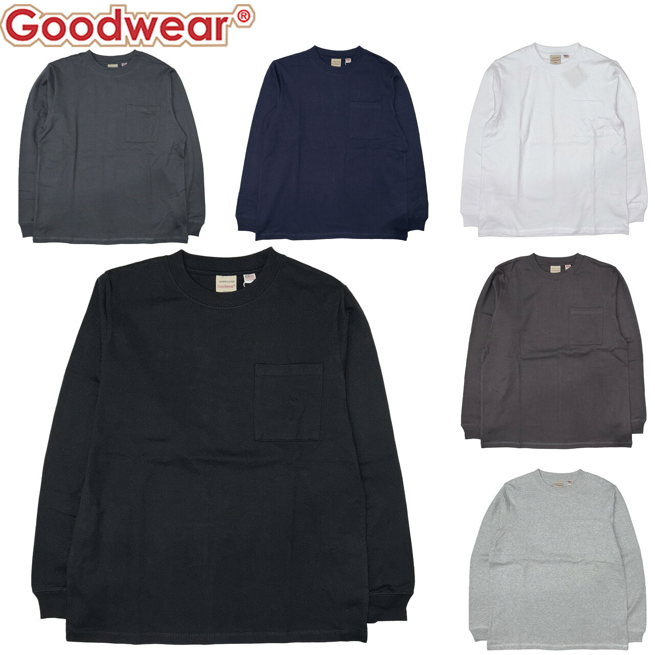 Goodwear グッドウェア 袖リブ ポケット付き L/S TEE ロンT Tシャツ 2W7-8518
