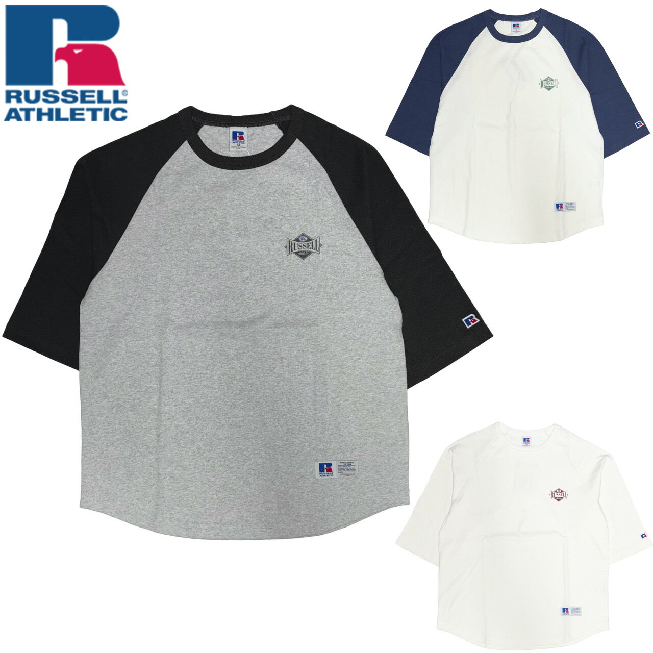 Rakuten - RUSSELL ATHLETIC ラッセルアスレティック Heavy Jersey Three-Quarter Sleeve Raglan T Tシャツ 101261-013
