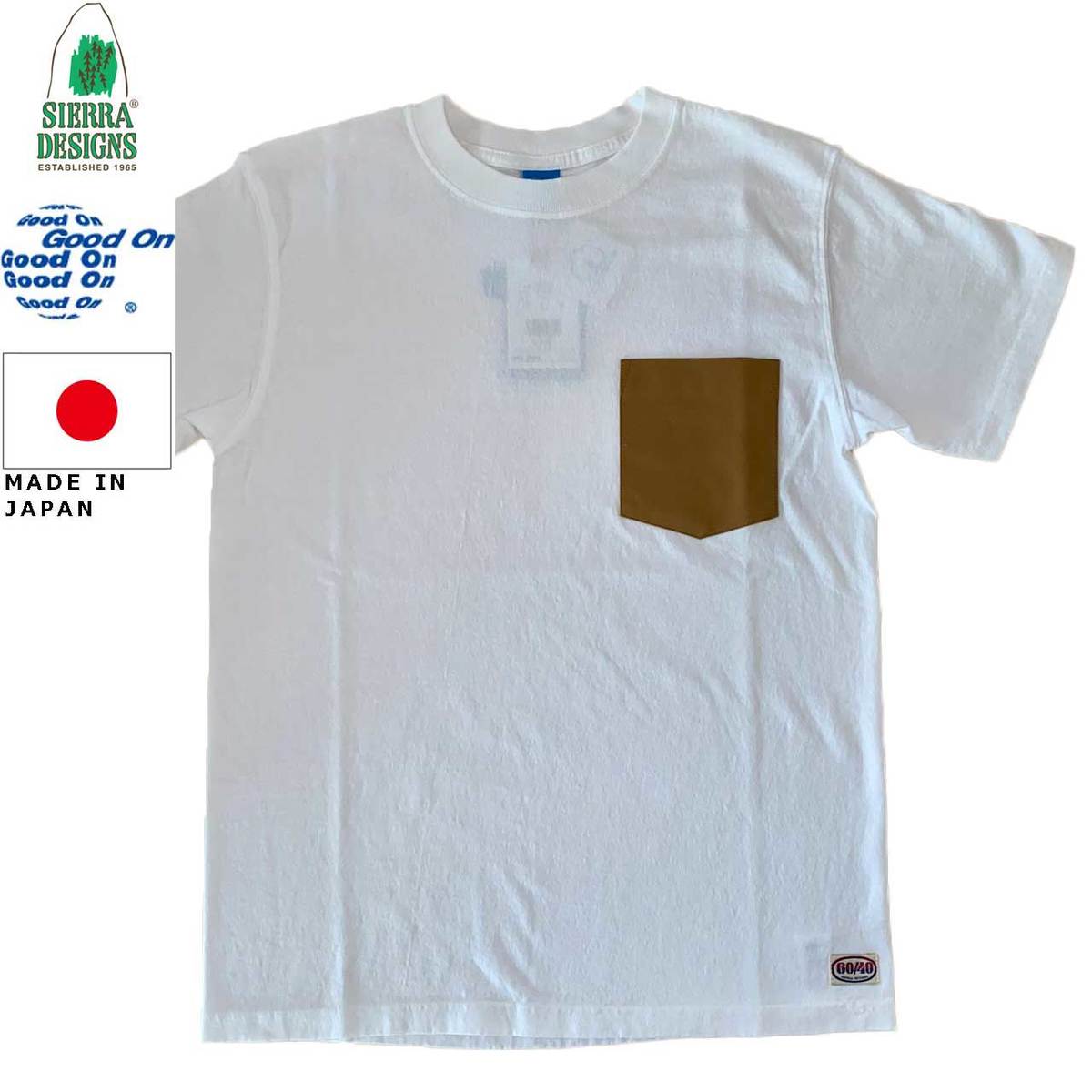 グッドオン×シェラデザインズ Tシャツ 64クロス Good On x SIERRA DESIGNS 60/40 POCKET TEE 1509 White/Tan