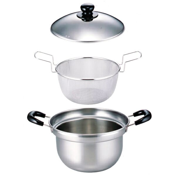 下村企販　ゆで名人ザル付両手鍋22cm　27045