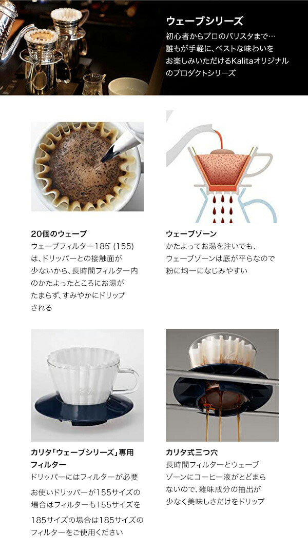 Kalita　カリタ　ウェーブ型フィルター　1〜2人用　KWF-155　(50P)　22211 libret-10050161 リブレ サンプル画像3