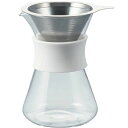 HARIO (ハリオ) Glass Coffee Maker　400mLステンレスコーヒーフィルターセット　S-GCM-4 ドリッパーとサーバーをセットしたコンパクトなコーヒーメーカー オールステンレス製ダブルメッシュフィルターのドリッパーとデカンタタイプのサーバーをセットしたコンパクトなコーヒーメーカー。 ドリッパーは、細かいエッチング加工を施したメッシュフィルターの二重構造。 ペーパーフィルターでドリップしたようなクリア感とメタルフィルターならではのコーヒーオイルが感じられる味わいを楽しめます。 サイズ 幅 132 mm × 奥行 110 mm × 高 164 mm 重量(個箱含む) 400 g 材質 サーバー：耐熱ガラス ドリッパー：ステンレス バンド：シリコーンゴム 原産国 サーバー：日本製 ドリッパー：中国製 バンド：ベトナム製 ・この製品は日本で品質管理し、組立てたものです。 広告文責 株式会社ルーマニア/03-5876-8107 ※パッケージ、デザイン等が予告なく変更される場合がございます ※画面状況によって実際のお色と見え方が異なる場合がございますので、予めご了承くださいませ。