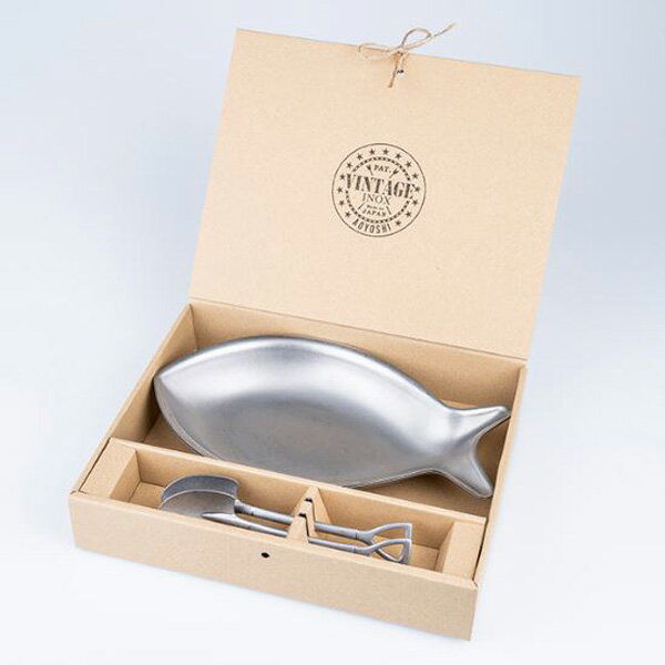 Rakuten - 青芳 VINTAGE INOX ヴィンテージイノックス フィッシュプレートセット 2人用 スコップ 202193 アウトドア おしゃれ 食器洗浄機対応 カトラリー プレゼント 皿 ステンレス