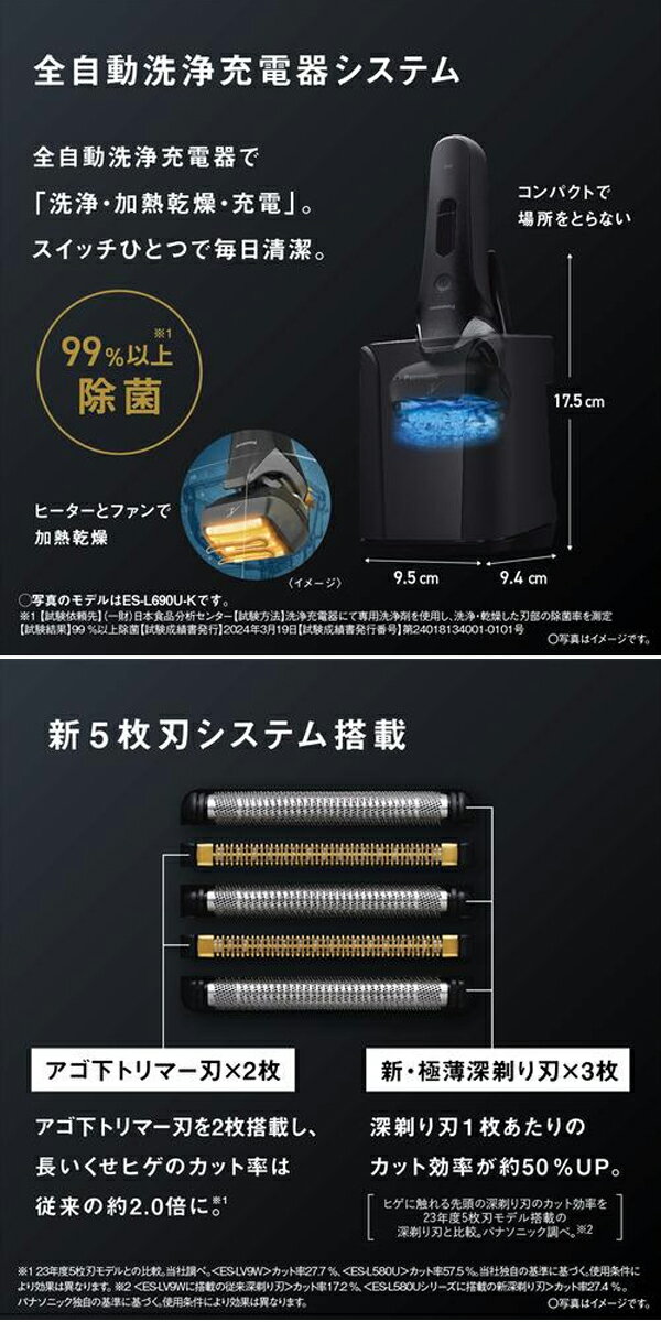 パナソニック　ラムダッシュPRO　5枚刃　ES-L570W-S　シルバー　電動シェーバー　深剃り　肌に優しい