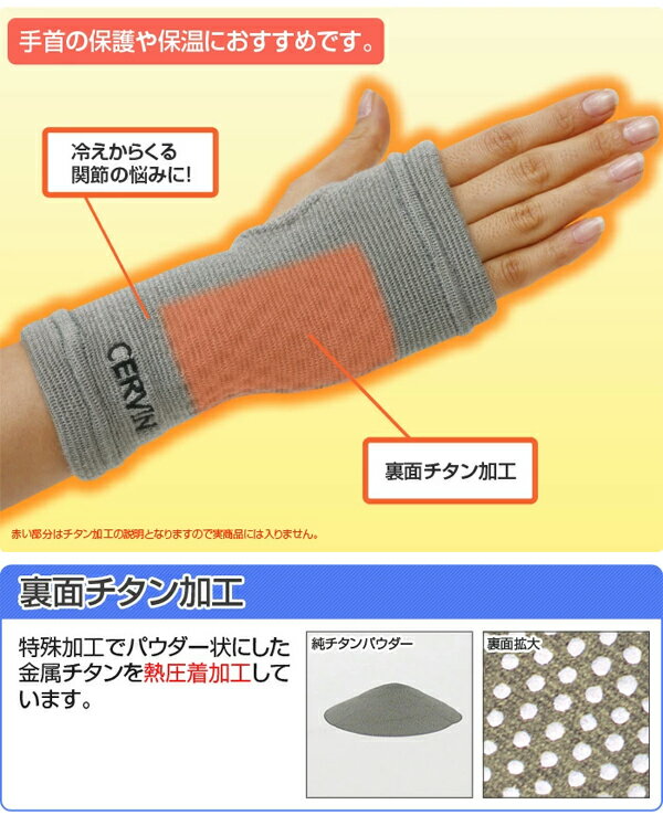 セルヴァン　チタンサポーター　手首用　2枚組　手首保護　保温　男女兼用