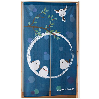 プラン堂　まんまるシマエナガのれん　間仕切り　かわいい　レース素材