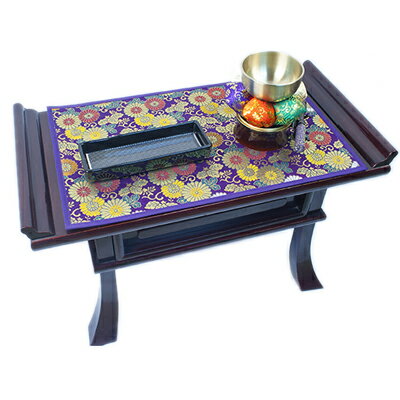 【メール便送料無料】日天大鳳　金襴製経机敷　小菊　紫(大)　仏具　防炎　高級品