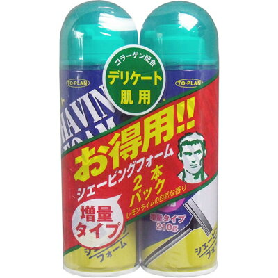 東京企画販売　TO-PLAN　シェービングフォーム　ミント　レモンライムの香り　210g　2個パック　髭剃り　デリケート肌用　保湿