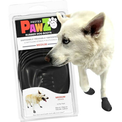 Paws ポウズ ラバードッグブーツ ブラック M 12枚入 PZBLKM 犬用ブーツ ぴったりフィット 高耐久