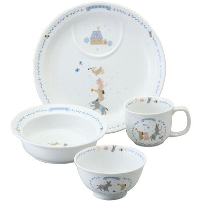 NARUMI ナルミ ブレーメン 幼児セット ブルー 4点セットオーブン電子レンジ食洗器対応 7980-33139 乳児期から幼児期まで長くお使いいただけるアイテムを厳選した新しいセットを追加いたしました。 ◆可愛い専用ボックスに入っています。出産のお祝い、お食い初めのお祝い、 　誕生日のプレゼントにオススメです。 ◆器は、割れにくい耐熱強化耐熱磁器「テクノセラム」製なので、お食い初め、 　離乳食の時から安心してお使いいただけます。 ◆ナルミの子供食器は、子供もママも使いやすい子供食器。日本製です ブレーメンについて 「ひとりの力は小さいけれど、仲間と力を合わせれば怖くない。そして色々な境遇の者とも、 互いにいたわりあう優しい心を・・・」とグリムは、教えてくれているのでしょう。 ロバ、イヌ、ネコ、オンドリのユニークな音楽隊です。 器ごとに物語がイラストともに進んでいきます。 商品名 NARUMI ナルミブレーメン 幼児セット ブルー 4点セットオーブン電子レンジ食洗器対応 7980-33139 サイズ パッケージ：285-415-90mm 材質 強化耐熱磁器テクノセラム 仕様 プレート 22cm×1 ポリッジボウル 240cc×1 マグカップ 210cc×1 飯茶碗 240cc×1 生産国 日本 発売元 鳴海製陶株式会社 広告文責 株式会社ルーマニア/03-5876-8107