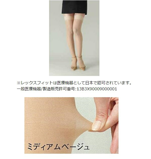 リブレの【メール便送料無料】リムフィックス　レックスフィット　医療用弾性ストッキング　薄手ストッキング　爪先あり　中圧　ミディアムベージュ｜アングル2