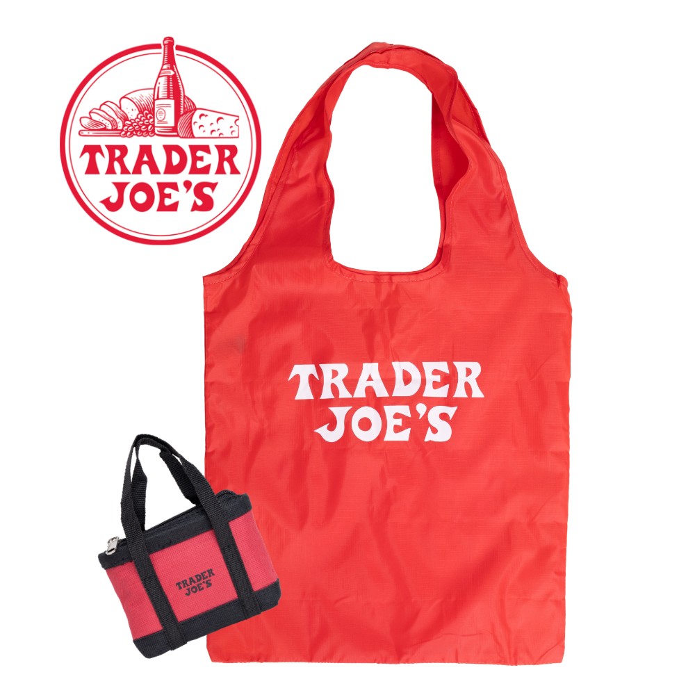 【SS中最大P55!要エントリー】TRADER JOE'S トレーダージョーズ ミニエコバッグ micro tote with grocery bag マイクロトート バッグ 折りたたみ レジカゴ レジ袋 買い物袋 トレジョ 高級スーパー オリジナル 海外セレブ サスティナブルのサムネイル