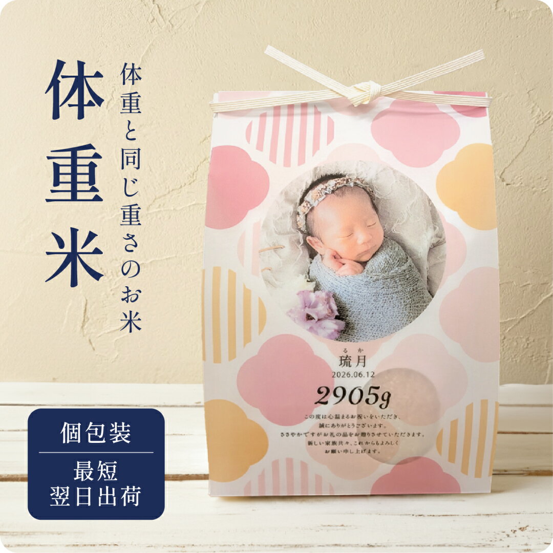 Rice - 【新商品】赤ちゃん 体重米 出産内祝 内祝 お返し 令和7年産 新米 米 きぬむすめ 名入れ ギフト 顔 写真 メッセージ 誕生日 命名 おしゃれ 赤ちゃん米 出産祝のお返し 上品 かわいい 可愛い 出産 両親 結婚式 ウェディング 両親贈呈品